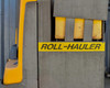 Easy Lift Equipment Roll-Hauler badge and yellow mast detail – close-up of Roll-Hauler branding on mast