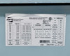 HPS NMF025LE nameplate label showing CAT NMF025LE, 25 kVA, primary 240x480V, secondary 120/240V, NEMA 3R, UL Listed, aluminum winding, TP-1 efficiency, 60Hz, temperature class 220