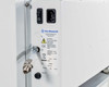 Galaxy 170R rear panel — IEC power inlet, rocker switch, rating plate showing 120V 50/60Hz 1300W 10A, CO2 inlet fitting