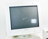 Hyundai ImageQuest V770+ CRT monitor front view — dirty screen with dust and smudges, five front-panel buttons, power button