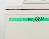 Sorvall RC-3BP front panel branding label close-up — 'SORVALL RC 3BP' with handwritten marker notation