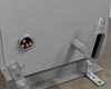 MGM Transformer AD370 – lower left side panel showing primary conduit entry with multi-conductor leads and floor mounting bracket