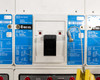Two Cutler-Hammer HKD 65k 400A 3-pole breakers side by side inside transfer switch cabinet