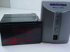Minuteman Alliance A750 UPS unit shown alongside three CSB replacement batteries (batteries not included with this listing)