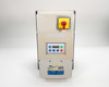 Lenze AC Tech ESV552N04TMC SMVector VFD — direct front view showing operator keypad with LED display, UP/DOWN arrows, M/RF buttons, RUN and STOP keys, and SMVector Lenze AC Tech label