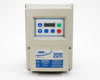 Lenze AC Tech ESV152N04TXC SMVector VFD – straight-on front view showing LED display, navigation buttons, and SMVector/Lenze AC Tech branding label
