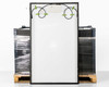 LG LG370M1K-A6 NeON 2 Black solar panel rear view showing white backsheet, integrated LG microinverter housing at top center, and black AC output cables taped in loops
