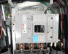 Siemens Sentron Series JXD63B400 400A main breaker installed in panel, rear/installed view with bus connections visible