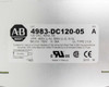 Allen Bradley 4983-DC120-05 rating plate label — 120VAC 60Hz 5A, VPR 400V L-N 600V L-G N-G, MCOV 150V, In 3kA, UL Type 2 CA, Made in Mexico 2015, Series A