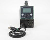 Grundfos Alldos DDA 12-10 digital dosing pump – straight front view showing LCD display, navigation buttons, Grundfos Alldos logo, and multi-pin connectors on lower face