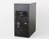 Thiel SS2 SmartSub rear-left three-quarter view showing black cabinet profile and rear control panel with THIEL SmartSub branding