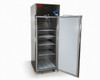 LabRepCo LABLD-25-SDSS lab refrigerator with door open showing stainless steel interior and 4 adjustable white-coated wire racks