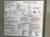 Modine PD400AA0181 unit heater – close-up of data plate showing model PD400AA0181, 400,000 BTU input, 320,000 BTU output, 115V 10.3A single phase 60Hz, clearances, and approvals including CSA and Design Certified