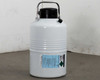 YDS-6 liquid nitrogen dewar side/rear view showing UN1977 hazmat label and stainless bail handle