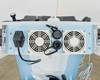 Lumenis NuEra Tight rear top panel showing dual cooling fans, power inlet, LAN port, and power cable