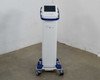 Pollogen Legend+ by Lumenis full unit front view on mobile cart with casters – white and blue housing
