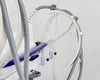 Pollogen Legend+ applicator arm assembly close-up showing flexible cable routing and arm pivot mechanism