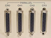 Buffalo Printer Buffer SL – close-up of 4 parallel DB25 female connectors labeled CH0, CH1, CH2, CH3
