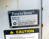 PowerBoss TSS/90-HD-HC rating plate showing model TSS/90-HD-HC, serial number, gross weight 3800 lbs, AAR Brooks & Perkins Aberdeen North Carolina