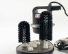 Fisher Scientific FS-100 Labware Washer side view showing two rotating brushes and motor assembly