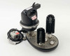 Fisher Scientific FS-100 Labware Washer three-quarter view showing three brushes installed on oval base with foot switch