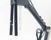 Hanna HI2040-01 probe arm side view showing three probes — two dark-bodied DO probes and one with clear glass tip — hanging from the swivel arm
