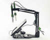 Hanna HI2040-01 edge full side view of complete system showing probe arm height and articulation range, AC adapter and cradle visible