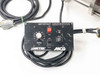 MCG Ametek control panel closeup showing RPM selector dial (340–3450 range), CW/CCW direction switch, Run/Stop rocker switch, Fault indicator, and Reset button