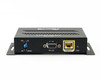 Binary B-500-EXT-330-RS-IP Receiver – front panel close-up showing DCE/DTE switch, RS-232 DB9 port, and HDBaseT RJ-45 with LINK LED