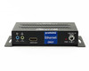 Binary B-500-EXT-330-RS-IP Receiver – rear panel showing IR Flasher/Receiver ports, HDMI OUT, Ethernet-Only warning label, and 24V DC 1A power input