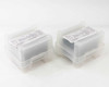 Two closed Atecom silicon wafer cassette boxes side by side, lids latched, spec labels visible on front