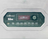 Audio Authority HLX front panel close-up — display showing 'HLX Version 2.2.0', rotary encoder, USB port, and control buttons