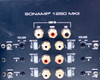 Sonance SONAMP 1250 MKII rear panel upper-left section — Line In RCA inputs and per-channel volume and mono/bridge switches for channels 1, 2, 3, 7, 8, 9