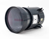 U.S. Precision Lens Delta II CRT projection focusing lens — front three-quarter view showing glass element and black barrel with mounting tabs