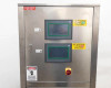 Lneya Sundi-225-2TN chiller – front panel view showing dual Lneya touchscreen HMIs mounted in stainless steel door with Duratherm XLT-120 label