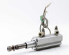 SMC MKB20-20LZ Rotary Clamp Cylinder — side profile view showing extended rod, body, and attached wiring harness