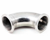Stainless Steel 304 high vacuum 90-degree ISO-K elbow fitting — full top view showing both flanged ends