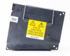 Sharp AN-K20LP projector lamp module — top/rear view showing yellow caution label, AN-K20LP label, and handle bracket