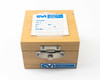 CVI Laser Corporation wood case closed front view showing order form with coating and size fields, CVI logo label on front