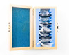 CVI Laser LPFS-IR-2.00 filter set – four filters seated in blue foam slots inside open wooden storage case