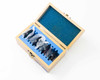 CVI Laser LPFS-IR-2.00 infrared long pass filter set – angled view of open wooden storage case with filters in foam slots