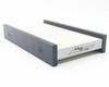 Single Opt-Eng laser beam dump panel — angled rear view showing black frame mounting rails and Opt-Eng logo on white surface