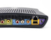 Kaleidescape M300 Movie Player — rear panel right-side close-up showing composite output, stereo audio R/L RCA jacks, coaxial digital audio, Ethernet RJ-45, USB-A port, and control port