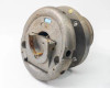 Minply MFO-74 safety chuck – angled front view showing open jaw position, flange face, and housing surface patina