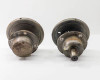 Minply MFW MFO-60 circular safety chuck pair — bottom shaft view showing both shaft stubs and underside patina