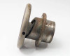 Minply MFO-60 circular safety chuck — opposite flange profile view showing shaft stub and body rust