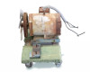 Leeson N256T17DB1C electric motor on cart, right-side view showing pulley wheel, conduit fitting, and loose wiring leads