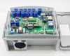 SMA Sunny Boy SB3000US — interior view with enclosure open, showing main green PCB with 12 blue electrolytic capacitors and power components