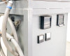 Lindberg 54454 controller cabinet front panel showing Eurotherm amp meter, programmer controller, power switch, flexible conduit, and analog meters