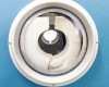 Close-up of Lindberg 54454 tube furnace ceramic tube inlet showing refractory insulation and visible crack in end plug